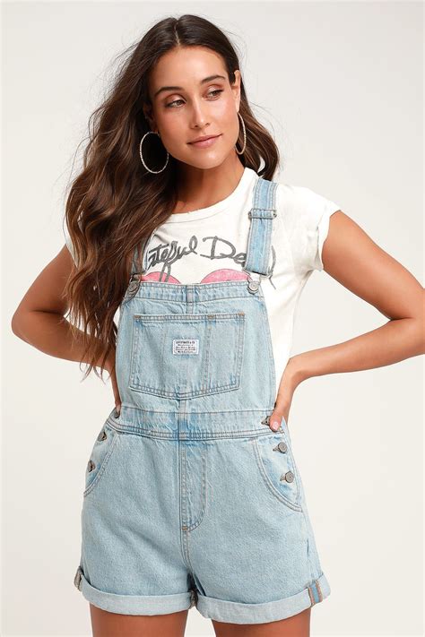 Light Blue Denim Overalls .